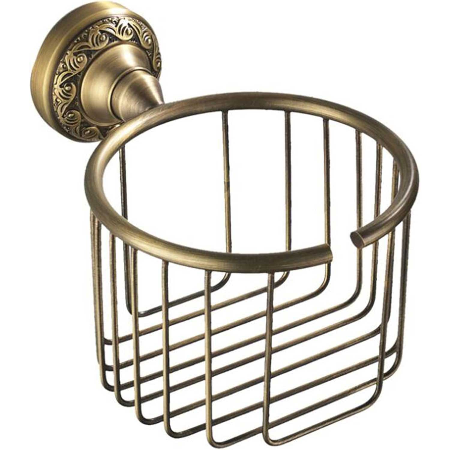 Toilet WC Roll or Shampoo Basket Holder Wall Mounted High Quality Antique Brass