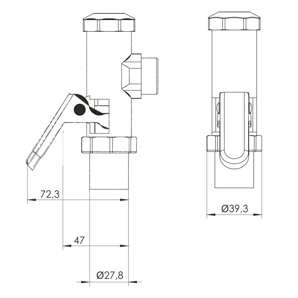 Toilet Flush Valve Old Type With Lever 3/4 BSP Chrome Toilet Spares