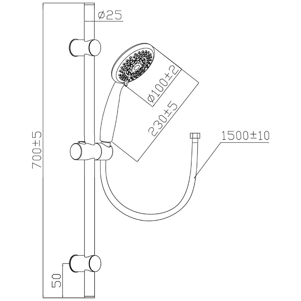 Bathroom Shower Riser Rail Black Kit Bar Shower Hose Head Shower Rails