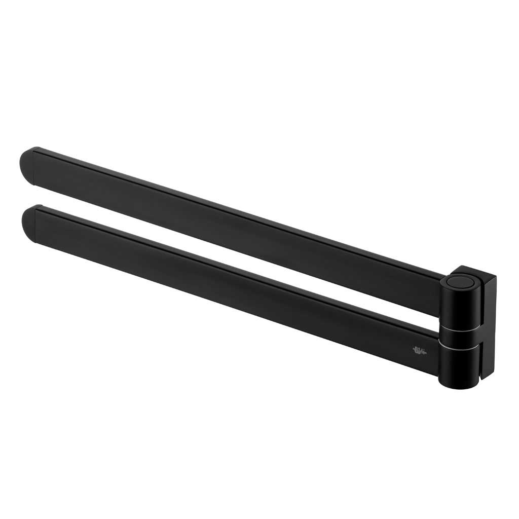 Swivel Double Towel Rail Black Hanger Bathroom Rack Towel Rails and Rings