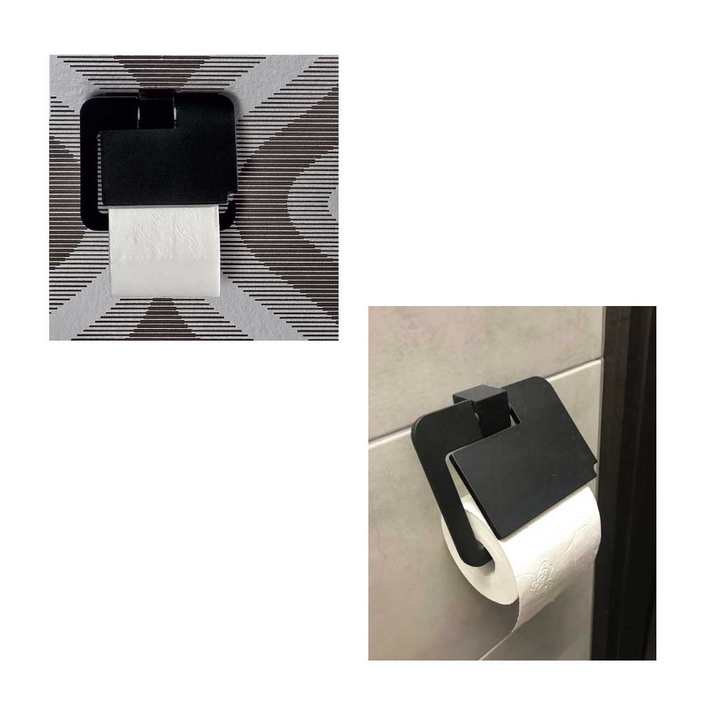 Toilet Paper Holder Black with Flap Powder Coated Zamak Toilet Roll Holders