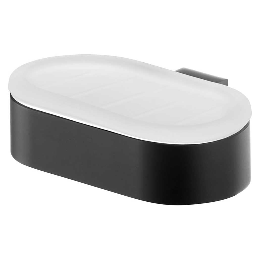 Glass Soap Dish Black Plate Wall Mounted Bathroom Soap Dishes
