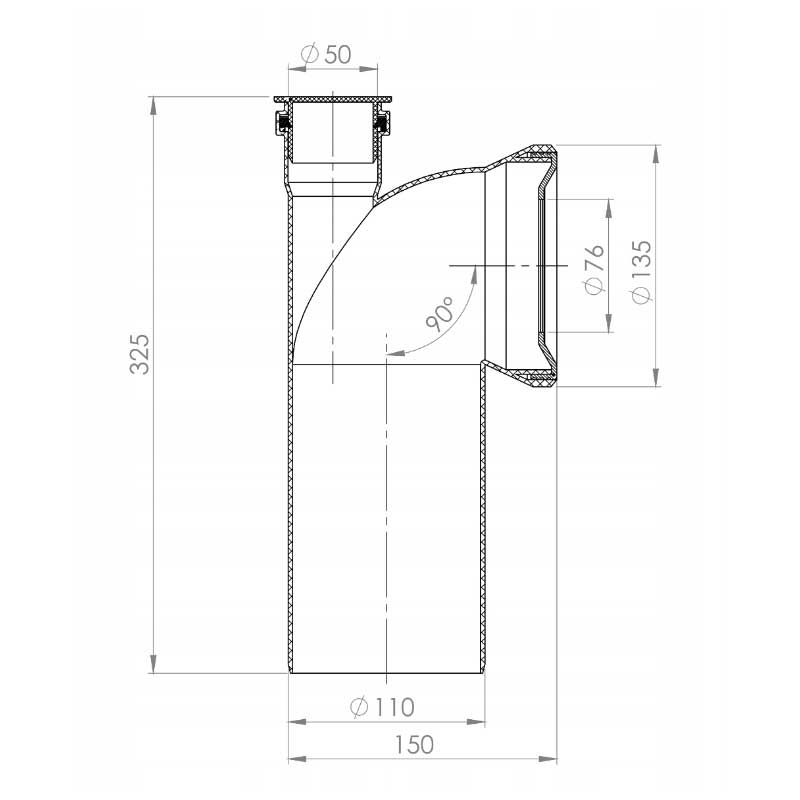 Toilet Waste Pipe Elbow With 50mm Side Drain Connection Inlet Toilet Waste Pipe dimensions diagram