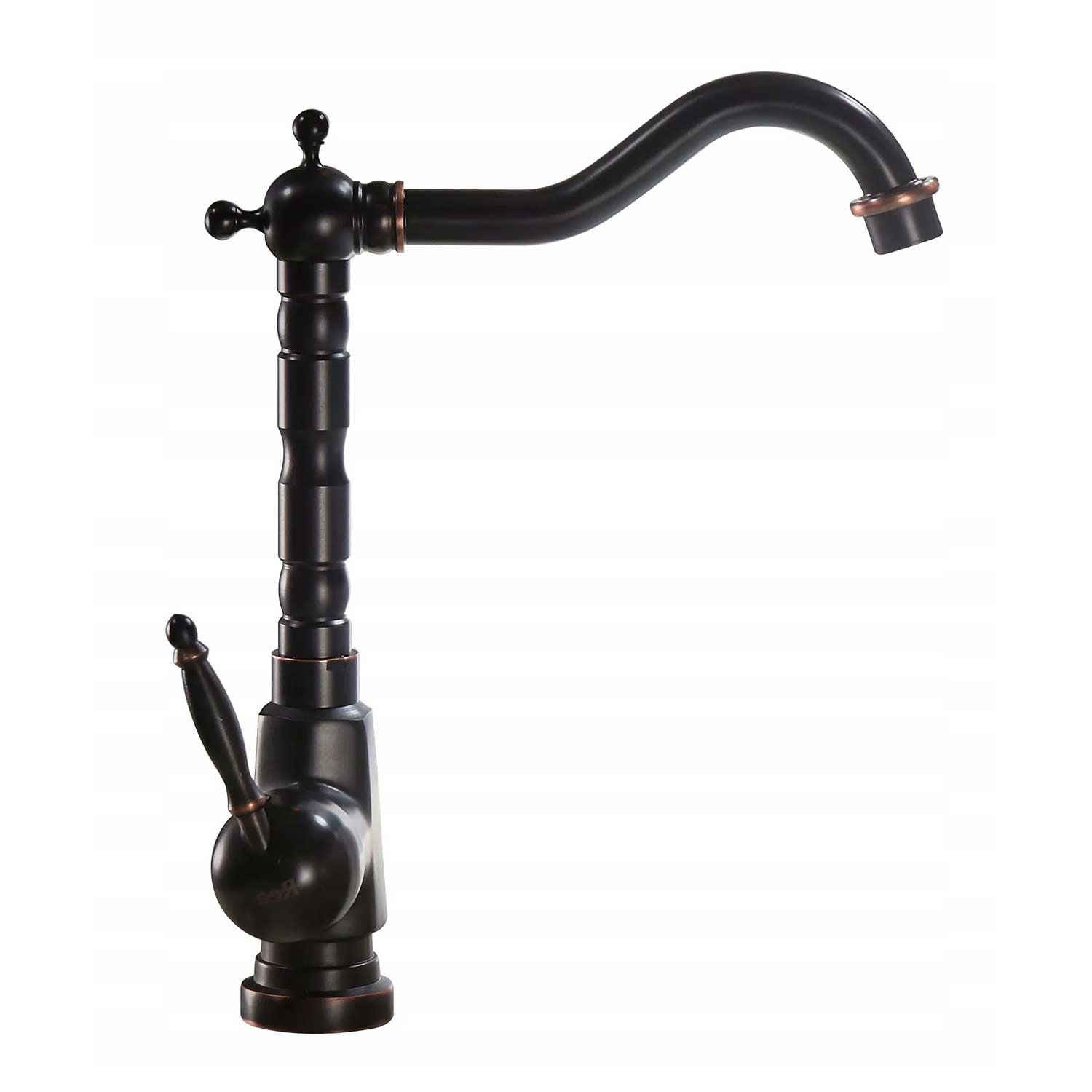 Vintage Tall Bathroom Basin Tap Brushed Black Monobloc Basin Taps