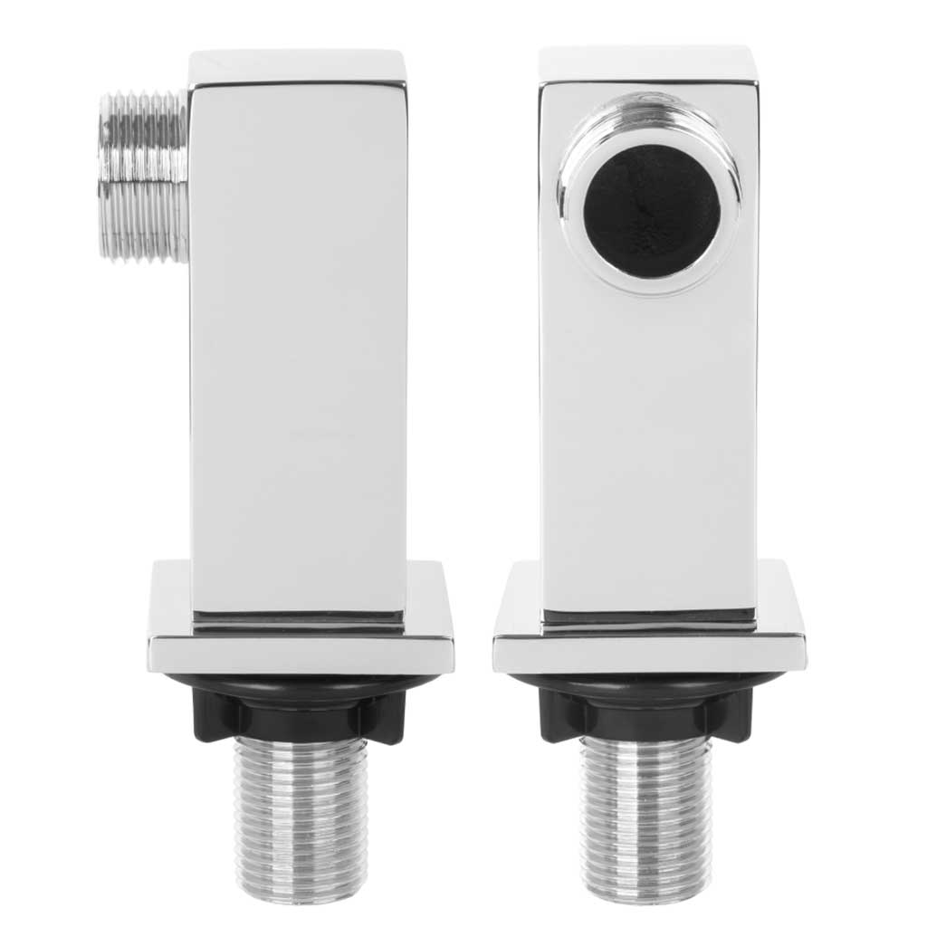 2x Deck Mounted Bath Tap Pillars Set Chrome Square Tap Accessories