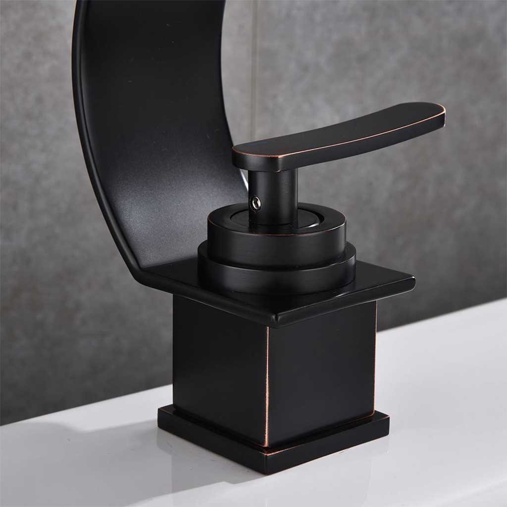 Basin Sink Designer Mixer Tap Waterfall Black Copper Effect Single Handle