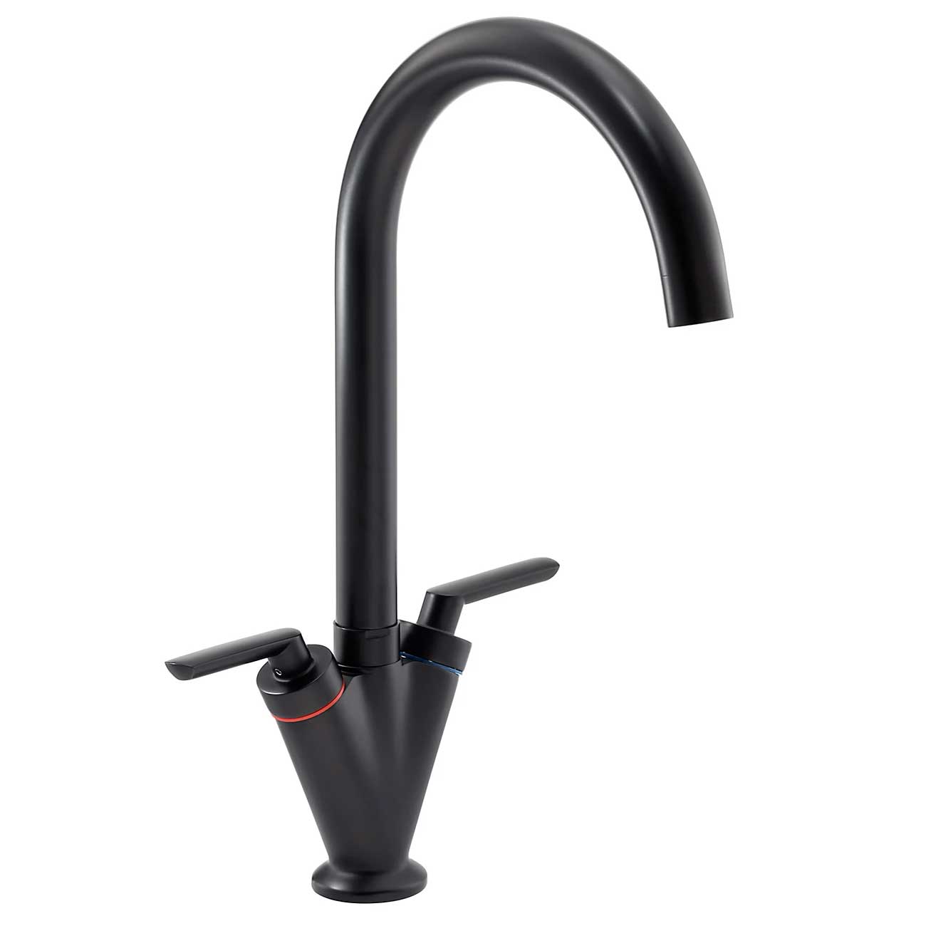 Modern Black Kitchen Mixer Tap Sink Mounted Two Levers