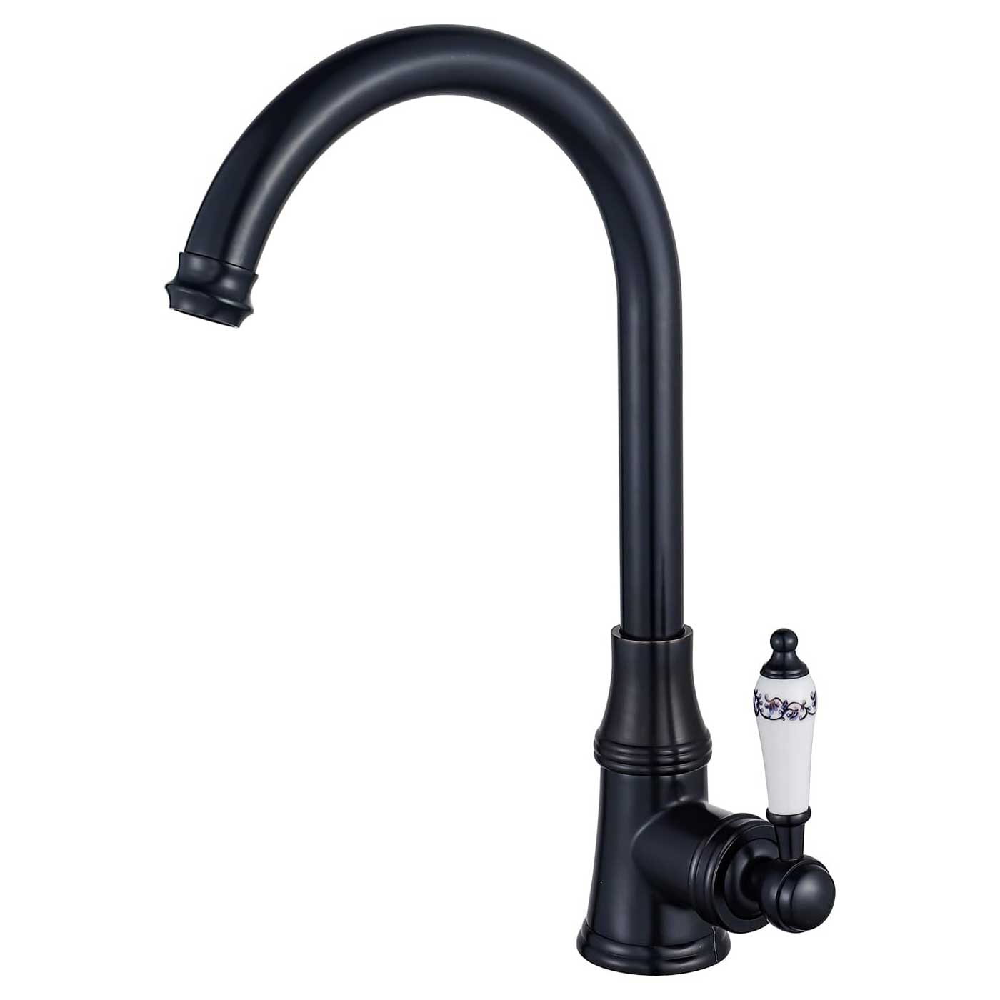 Retro Black Kitchen Mixer Tap Single Handle Swivel Monobloc Kitchen Taps