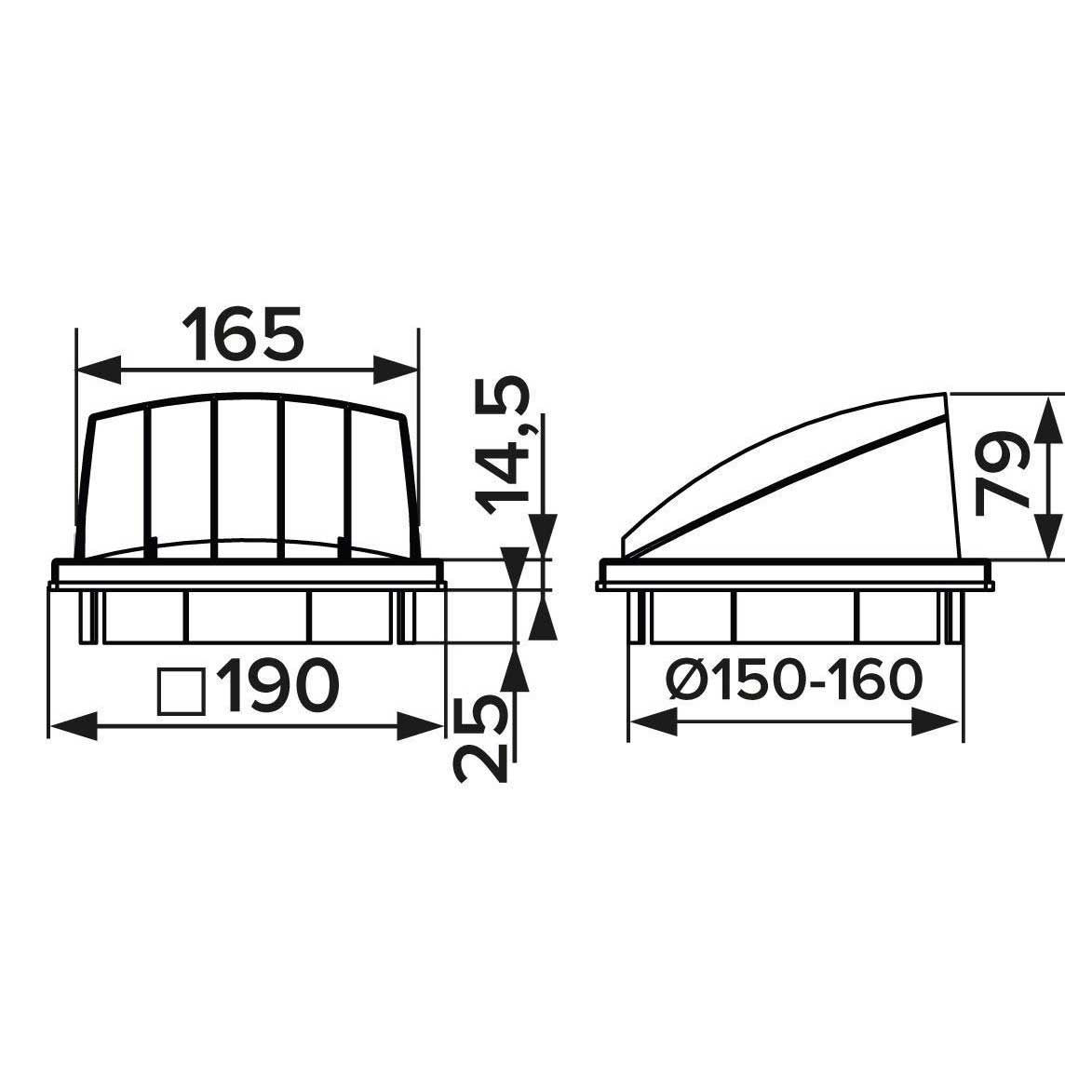 150/160mm Ventilation Hood Non Return Flap Outside Duct Cover Vent Air Covers