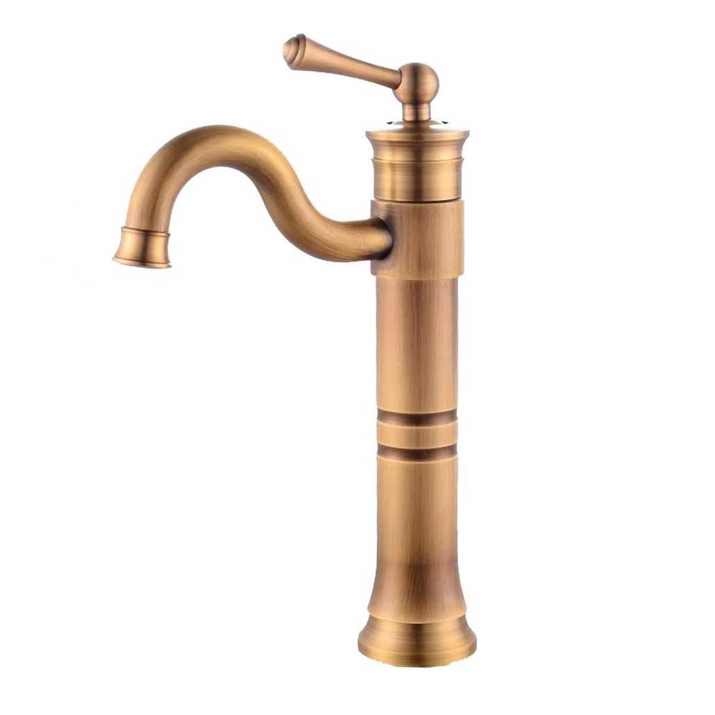 Retro Antique Brass Bathroom Sink Basin Mixer Tap Tall Basin Taps