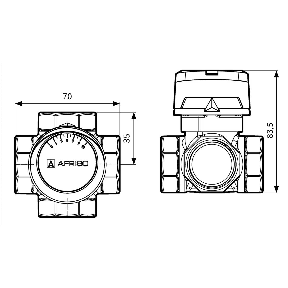 Universal Blending Mixing Valve Heating Water 4 Way 1 Inch Thermostatic Mixing Valves Afriso ARV, A440c