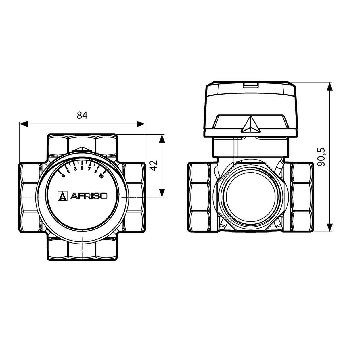 Universal Blending Mixing Valve Heating Water 4 Way 1 1/4 Inch Thermostatic Mixing Valves Afriso ARV, A440d