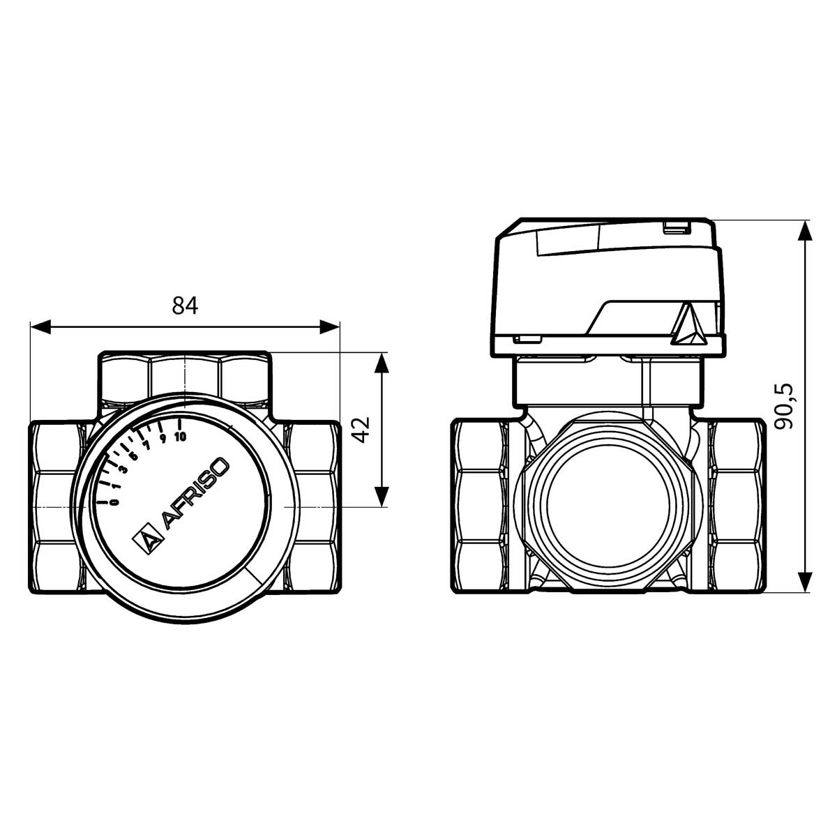 Universal Blending Mixing Valve Heating Water 3 Way 1 1/4 Inch Thermostatic Mixing Valves Afriso ARV, A440b