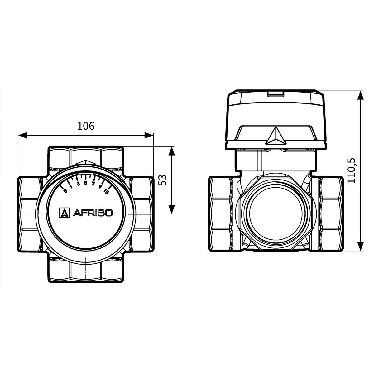 Universal Blending Mixing Valve Heating Water 4 Way 1 1/2 Inch Thermostatic Mixing Valves Afriso ARV, A440f