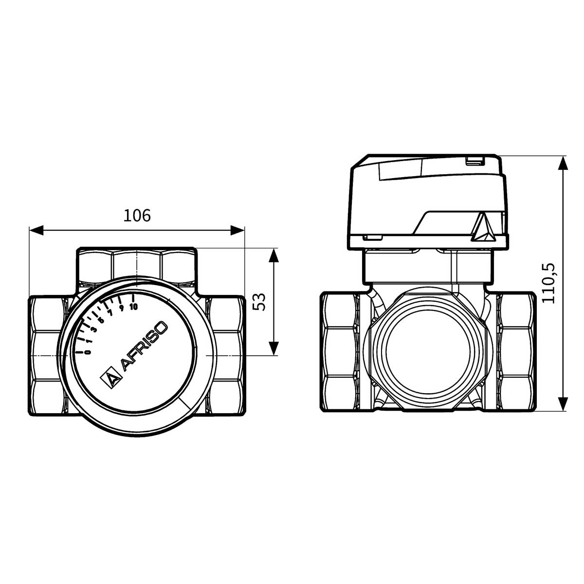 Universal Blending Mixing Valve Heating Water 3 Way 1 1/2 Inch Thermostatic Mixing Valves Afriso ARV, A440e