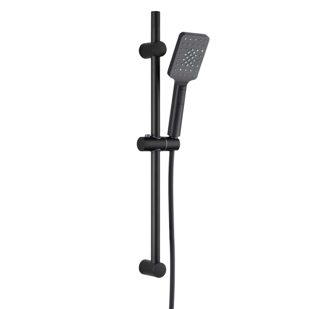 Black Shower Bar Head Riser Rail Handshower Column Set