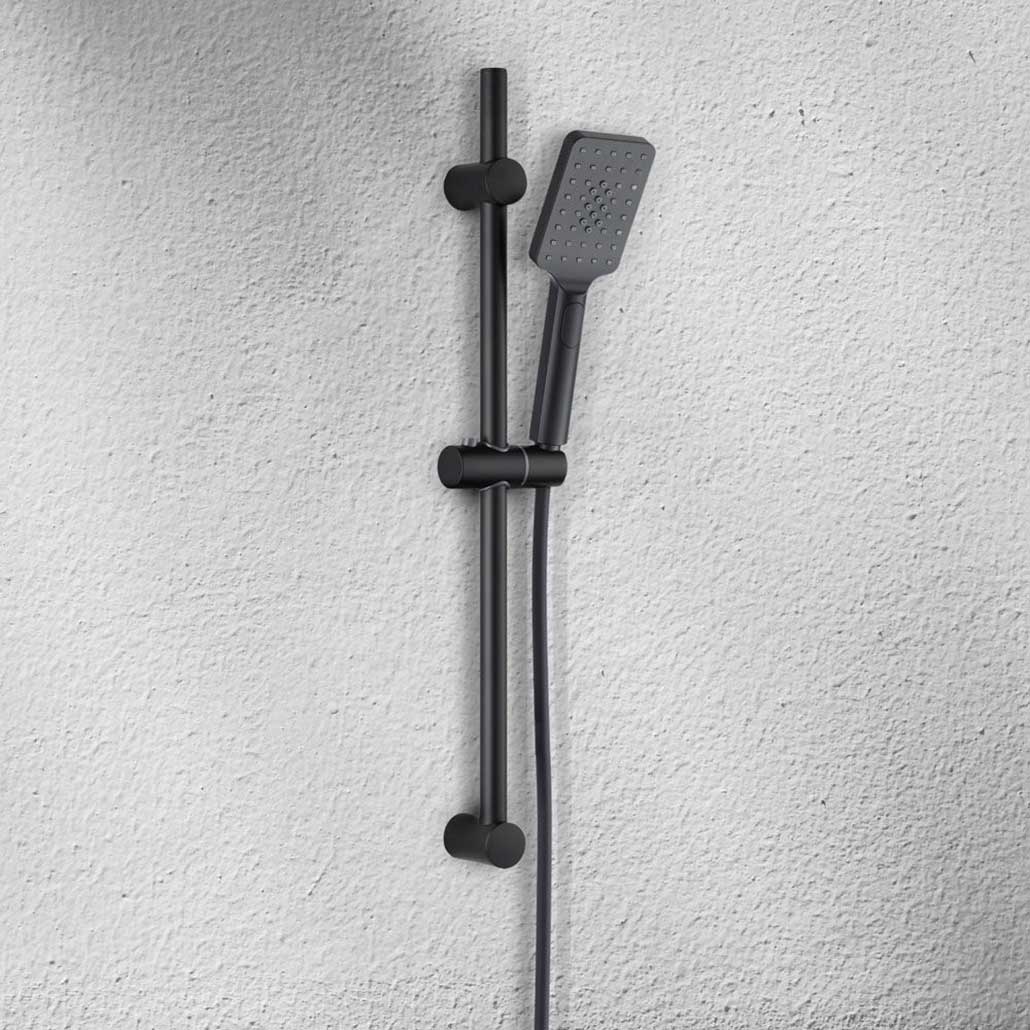 Black Shower Bar Head Riser Rail Handshower Column Set
