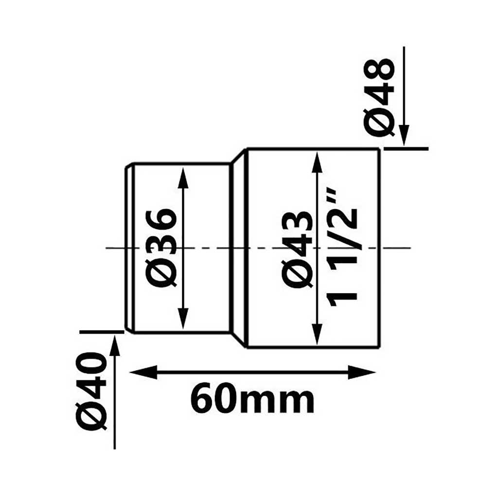 40mm to 1 1/2 Inch BSP Adaptor European-UK Conversion PVC Waste Pipe Adaptors