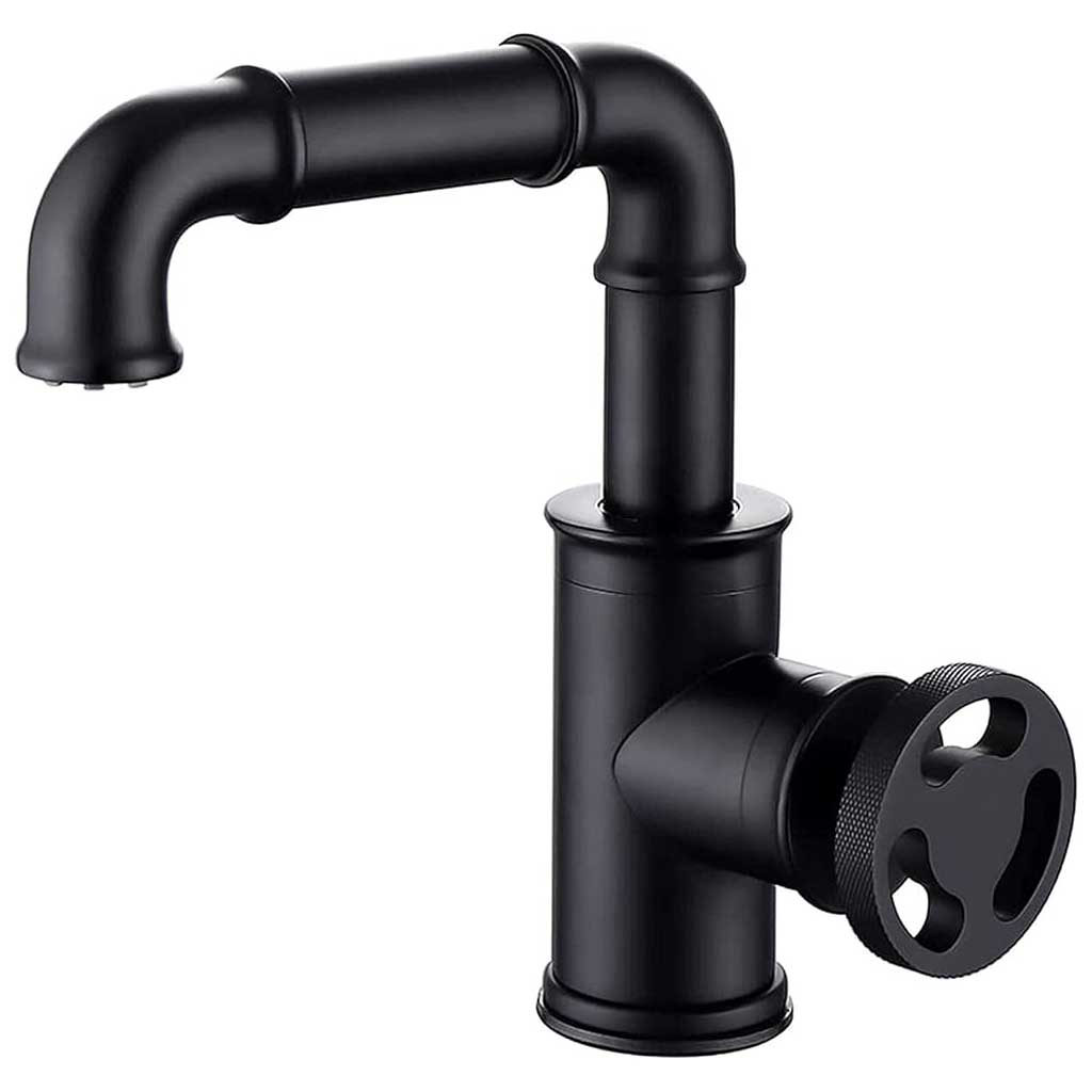 Industrial Style Black Bathroom Sink Mixer Tap Deck Mounted Basin Taps