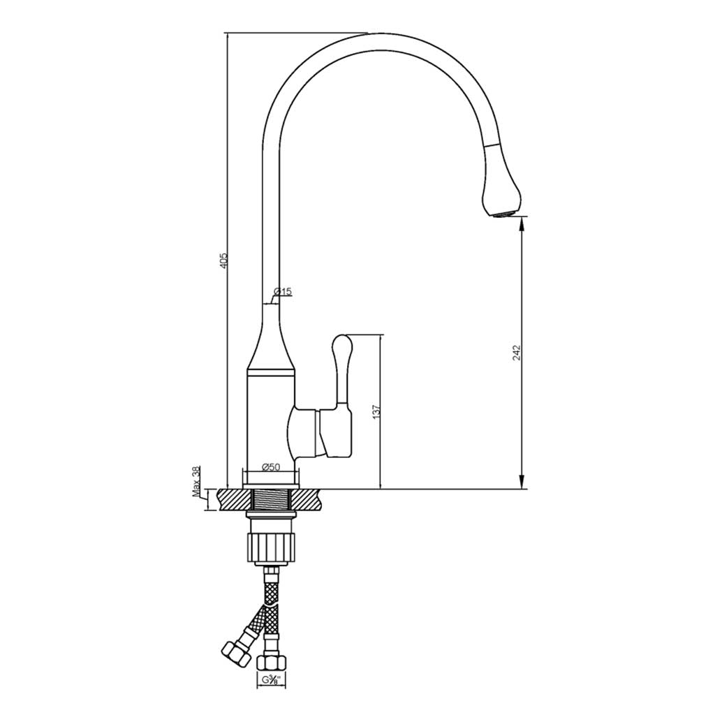 Droplet Shape Black Gold Tall Kitchen Tap Sink Mounted Kitchen Taps, A539a, A539b