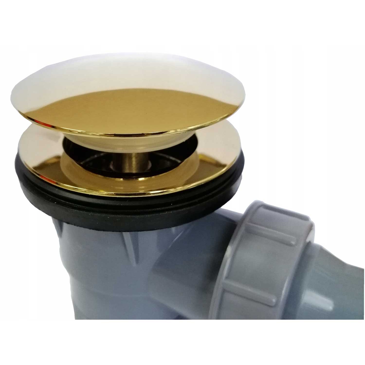 Bath Waste With Overflow In Gold With Long Flexible Siphon Bath Waste