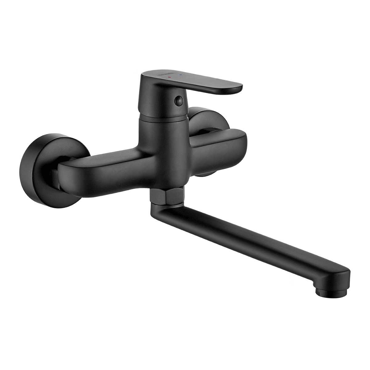 Wall Mounted Kitchen Tap Black Single Lever Swivel Spout Kitchen Taps