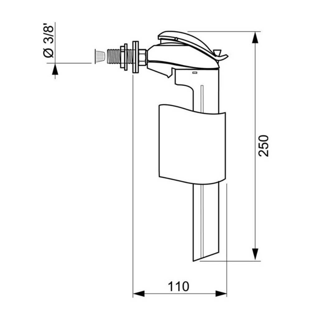 Side Feed Toilet Cistern Inlet Flush Valve Fill 3/8 Inch Toilet Spares