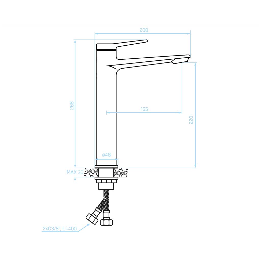 White Rose Gold Tall Bathroom Sink Tap Single Lever Mixer Basin Taps