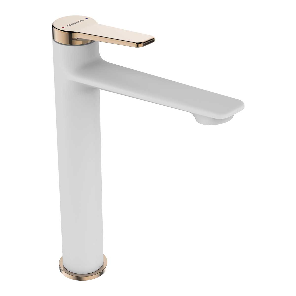 White Rose Gold Tall Bathroom Sink Tap Single Lever Mixer Basin Taps