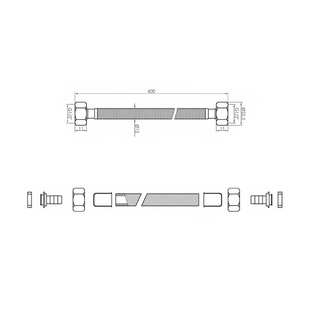3/8 x 3/8 Inch Black Flexible Connector For Taps Toilets Flexible Connectors For Taps, A591b