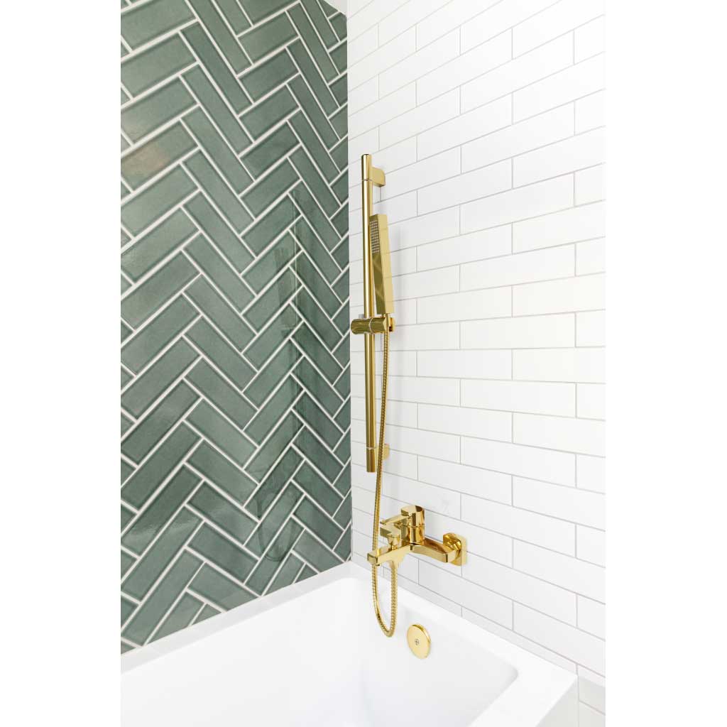 Gold Shower Riser Rail Set Bathroom Rectangle Shaped Shower Rails