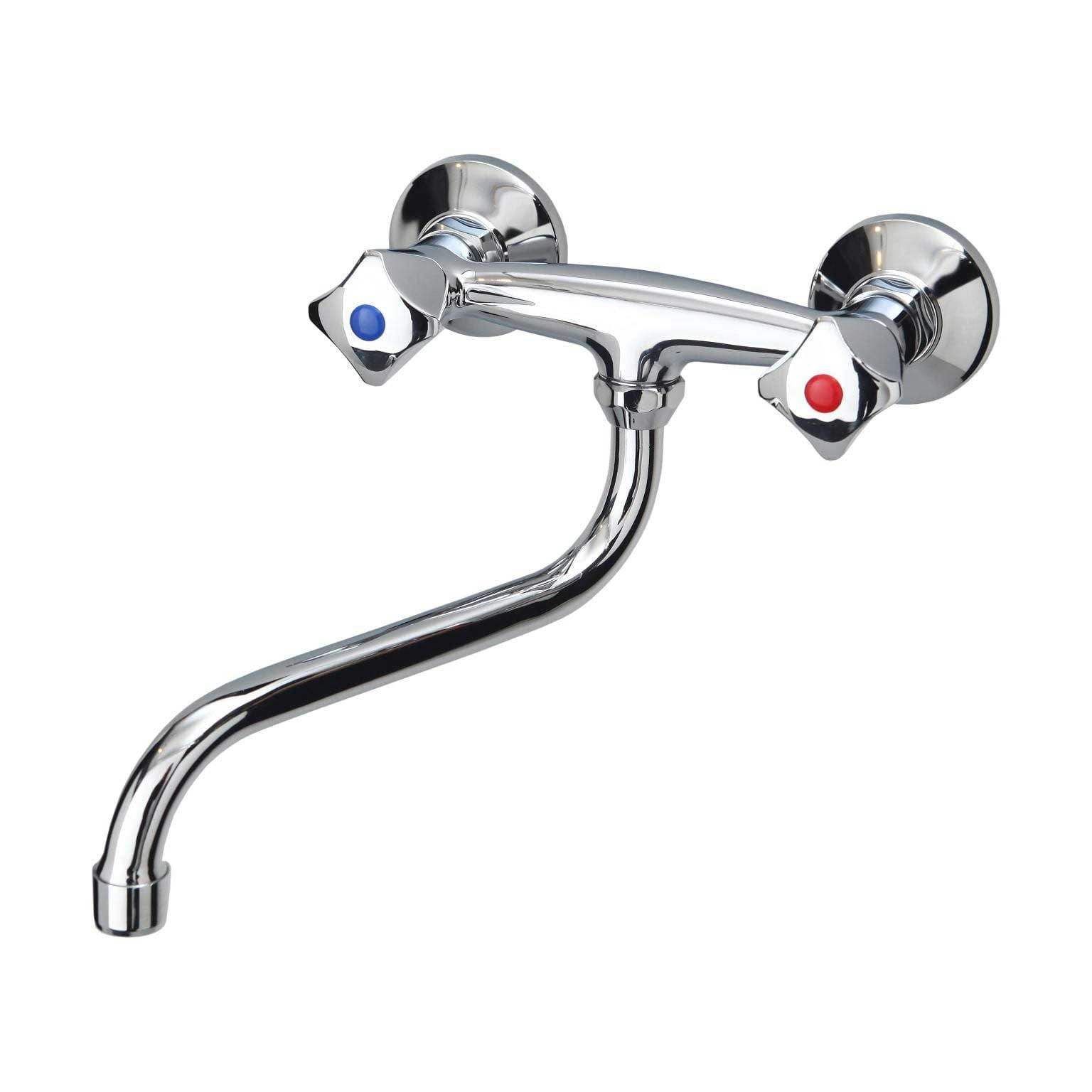 Classic Kitchen Tap Chrome Wall Mounted Swivel S Type Spout Kitchen Taps