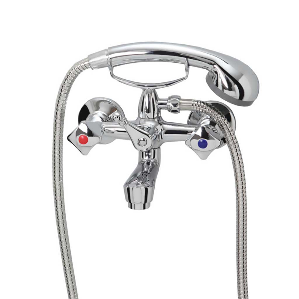 Classic Bath Tap Chrome Wall Mounted With Shower Handle Bath Taps