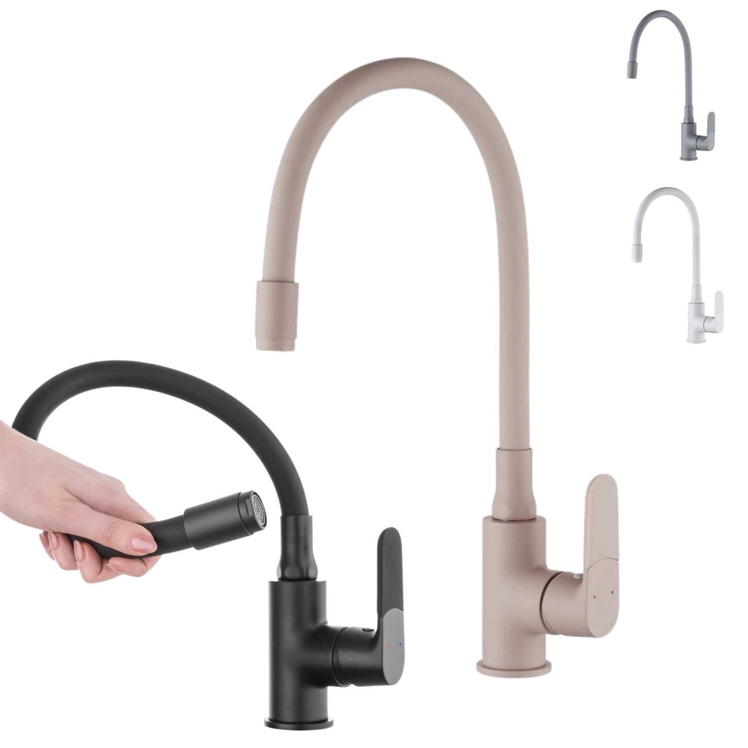 Flexible Spout Memory Kitchen Tap Tall Inox Single Lever Kitchen Taps, A645a, A645b, A645c, A645d