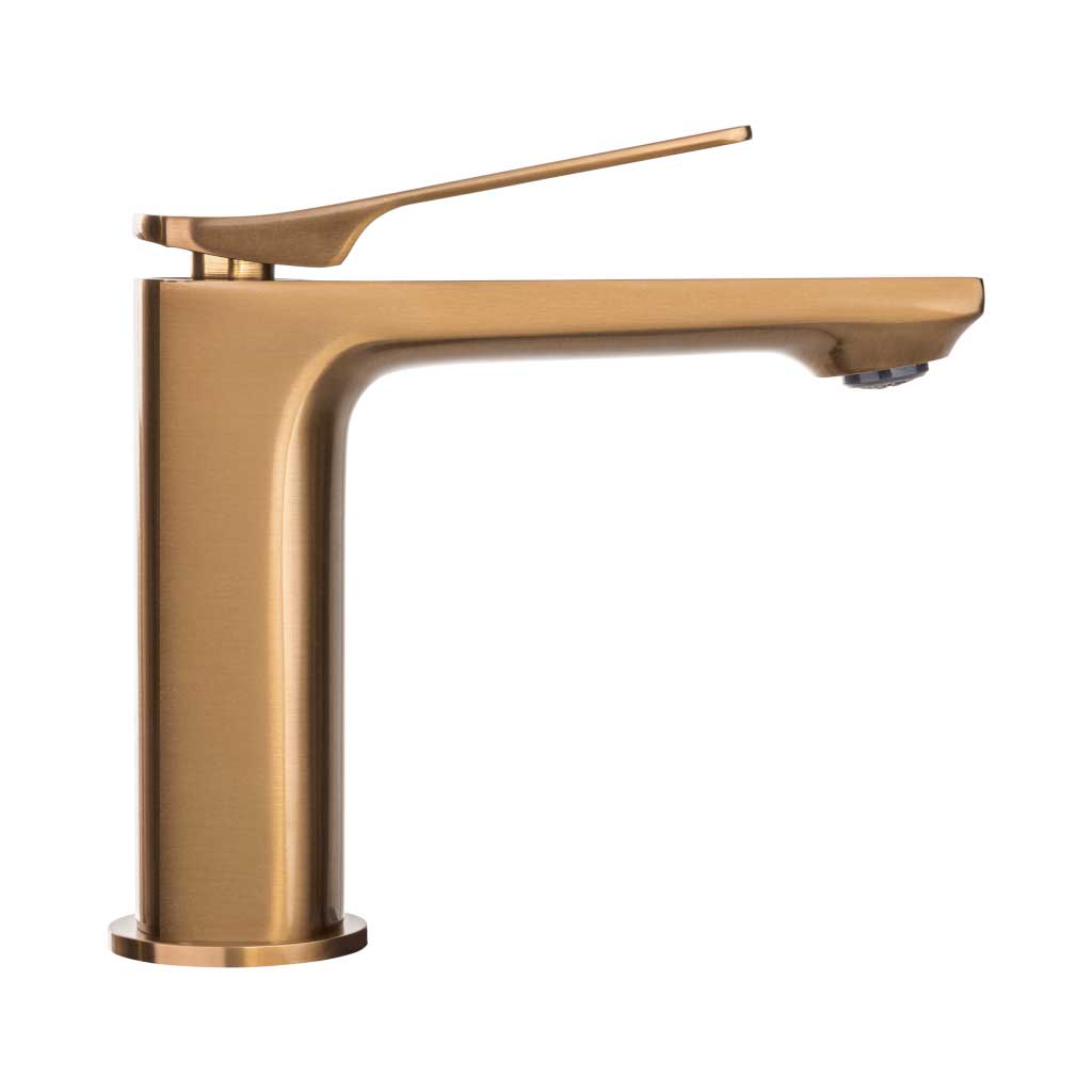 Brushed Copper Bathroom Sink Tap Standing Mixer Single Lever Basin Taps