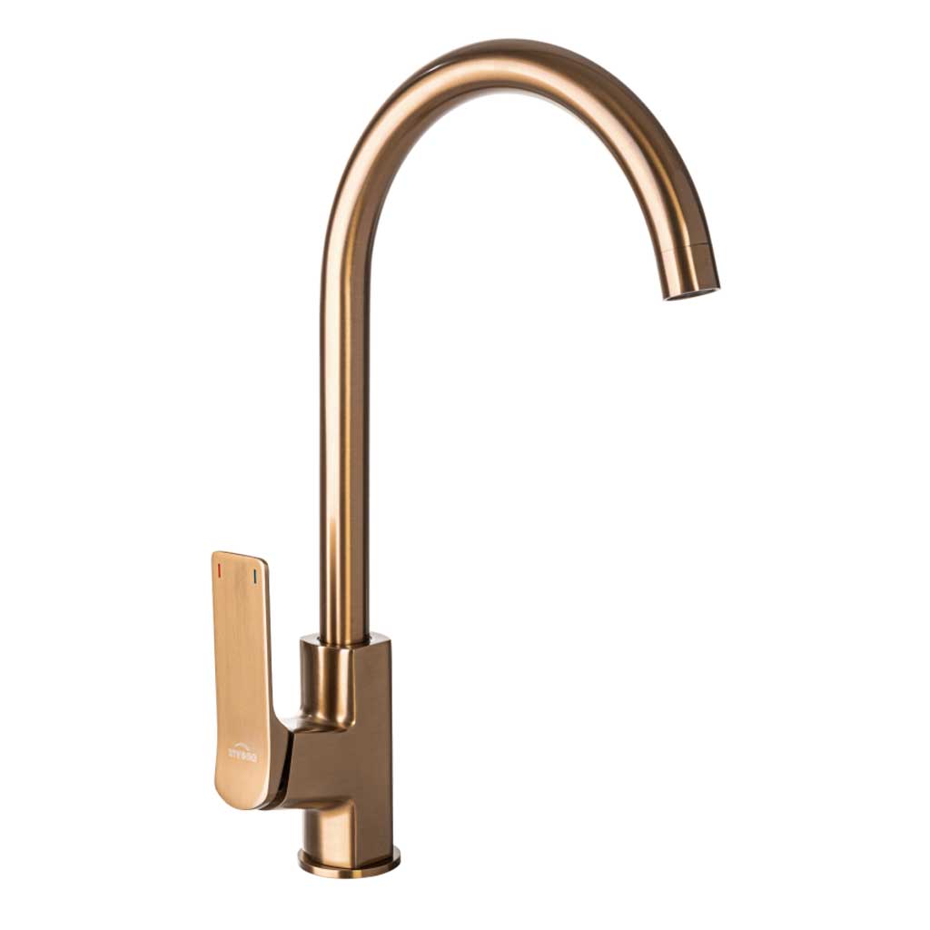 Brushed Copper Kitchen Sink Tap Standing Mixer Single Lever Kitchen Taps