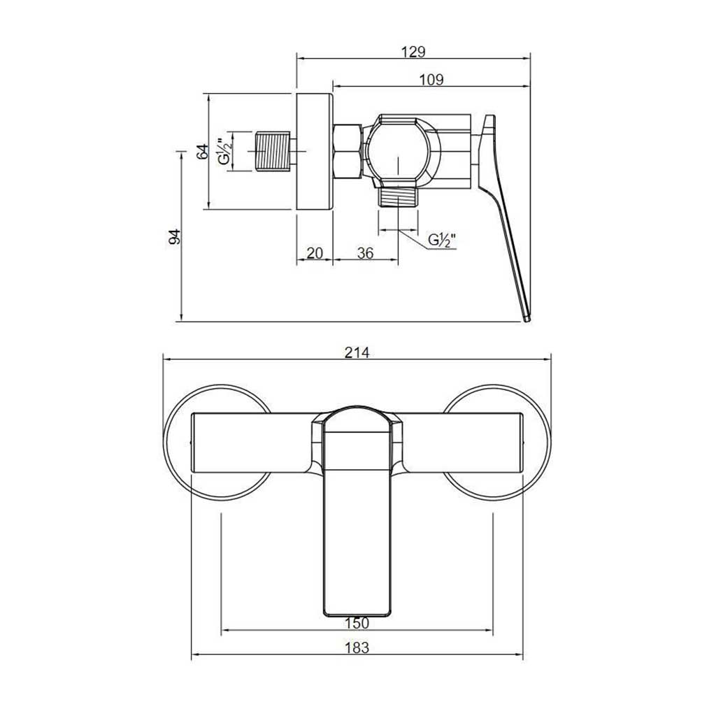 Brushed Copper Shower Mixer Tap Wall Mounted Single Lever Shower Mixers