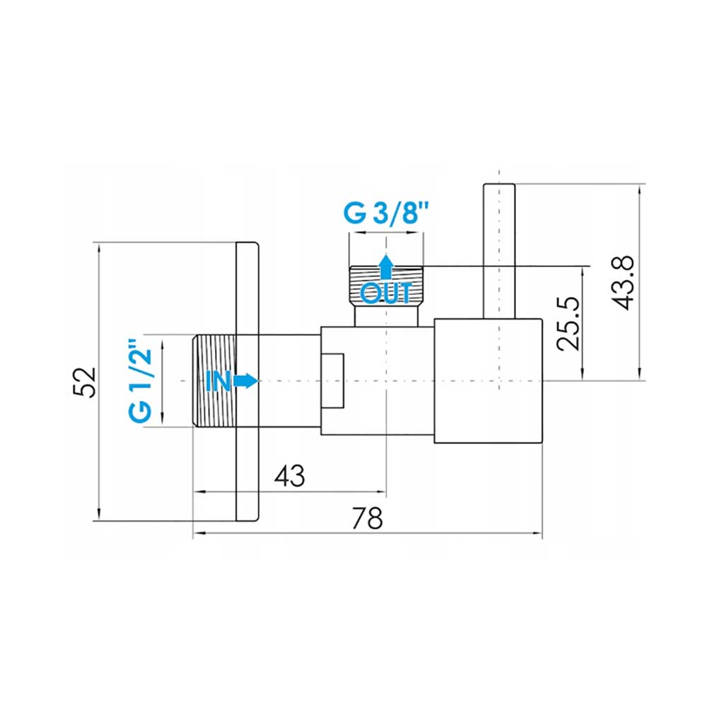 Gold Sink Toilet Isolation Valve Tap Cut-Off Long Lever Isolating Valves, A678a