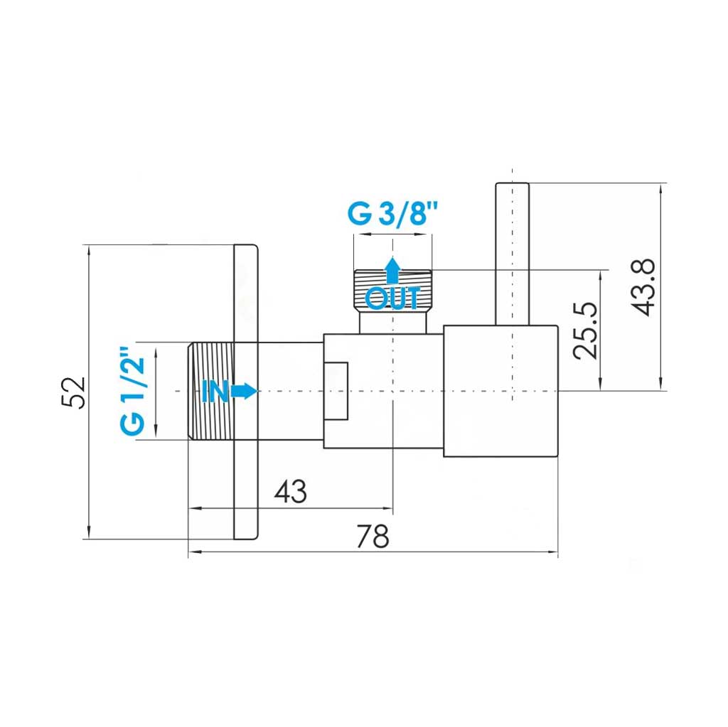 Gold Sink Toilet Isolation Valve Tap Cut-Off Long Lever Isolating Valves, A678b