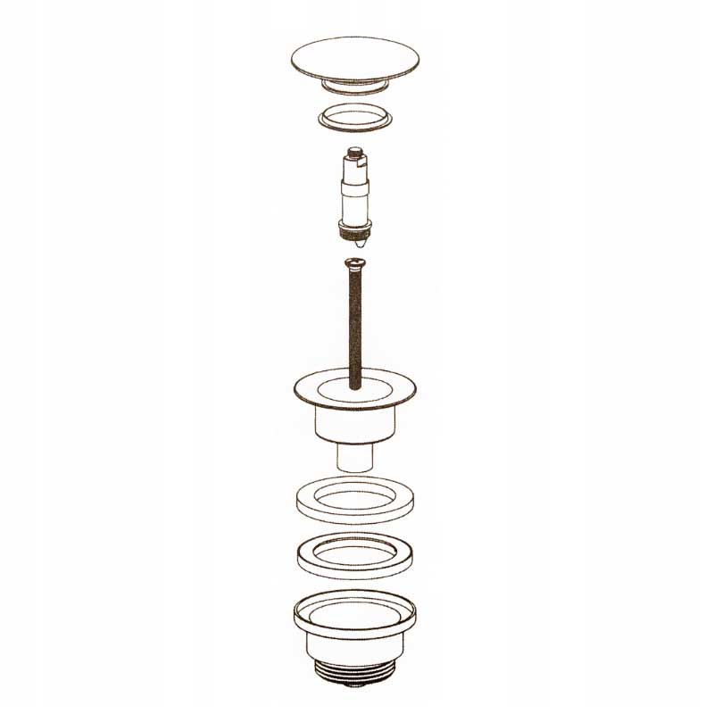 Chrome Bathroom Pop Up Sink Plug Waste Push Type 1 1/4 32mm parts diagram