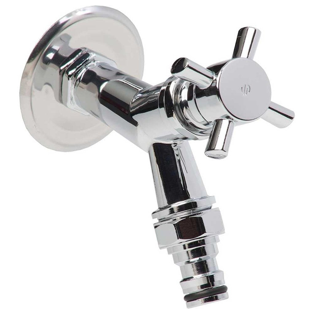 Vintage Garden Outside Tap Polished Chrome 1/2 Inch Cross Head - plumbing4home