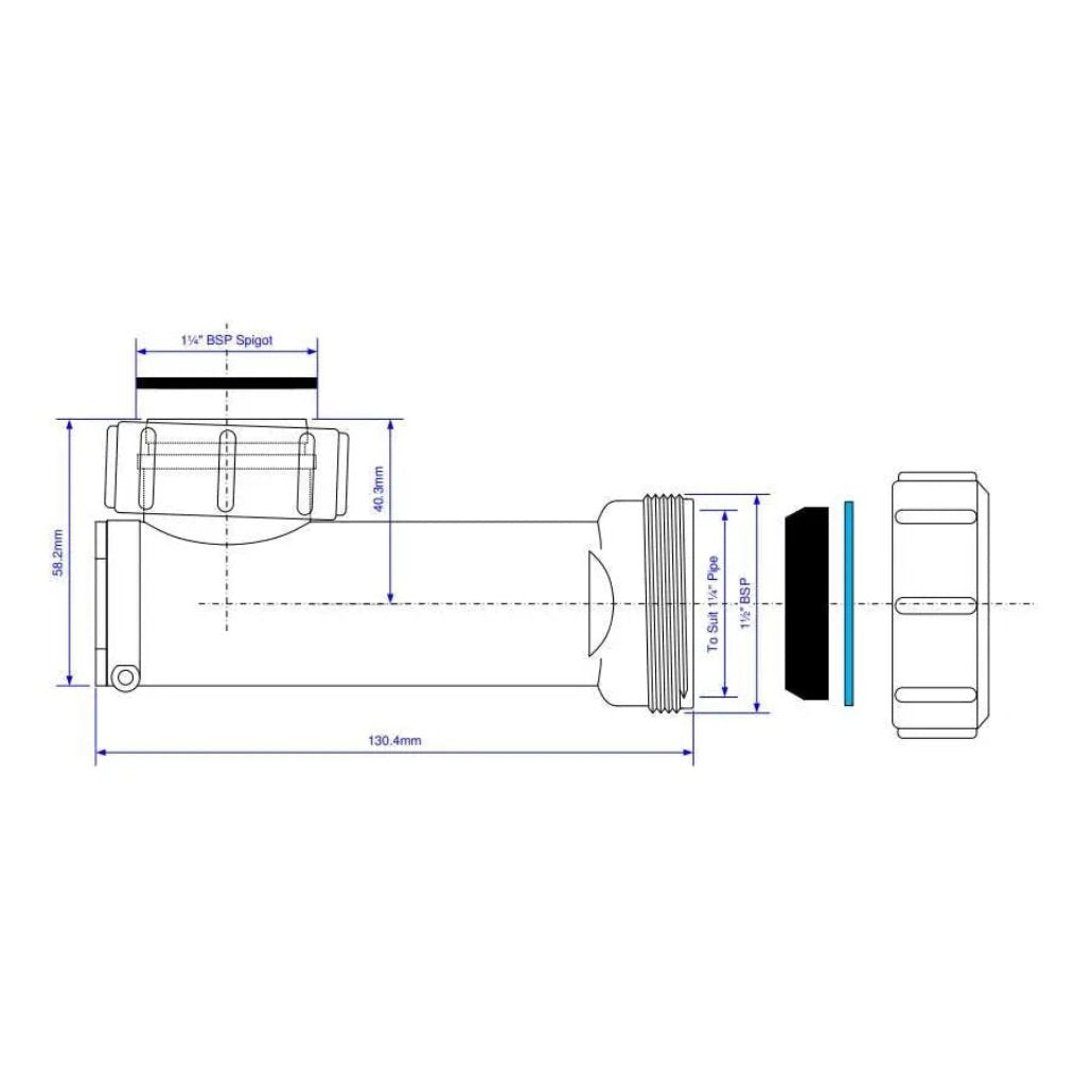 WHB-1 McAlpine 1 1/4" Space Saver Basin Waste Trap Self Closing Bathroom Sink Waste Traps