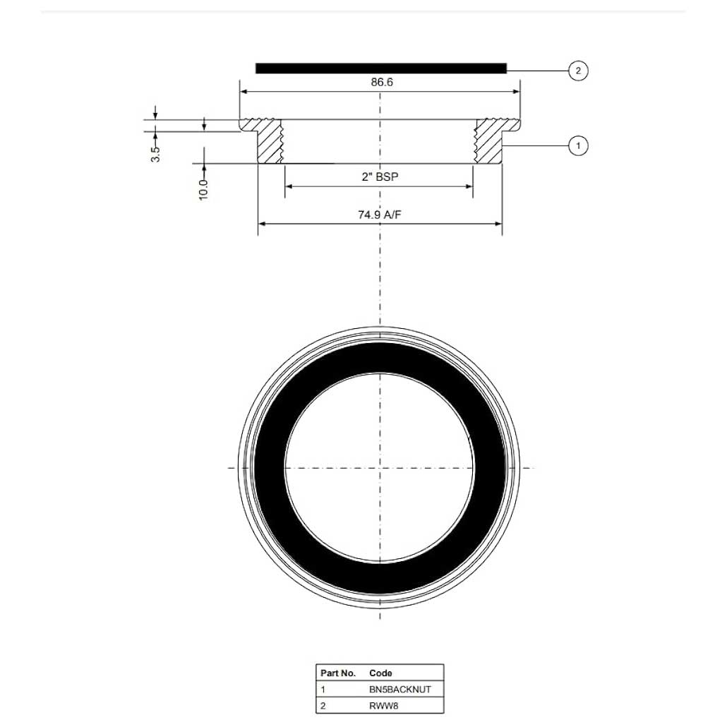 BN5 McAlpine 2" Backnut & Rubber Washer Nuts Bolts and Washers