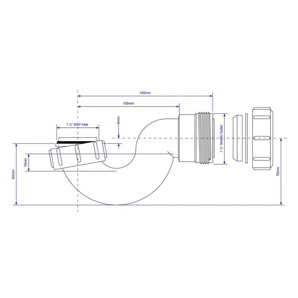 Q10 McAlpine Bath Trap 1 1/2" 19mm Seal Bath Waste