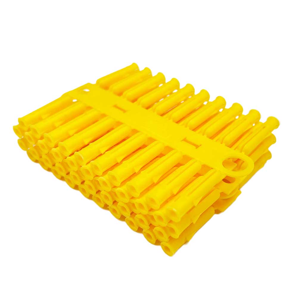 P1/100 Talon Plastic Fixing Wall Plugs Yellow 5x42mm 100 Pack - Nuts Bolts and Washers