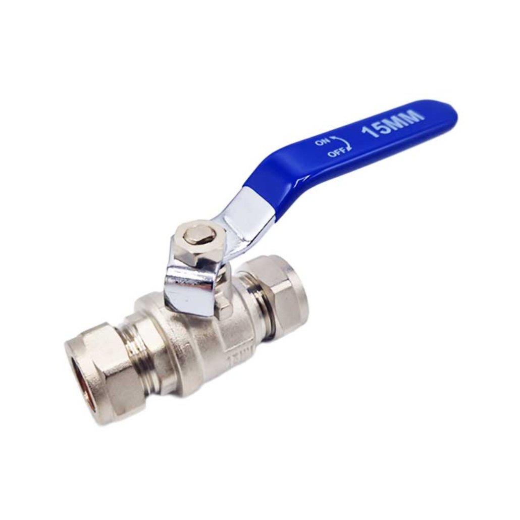 Handle Blue Lever Inline Ball Valve 15mm Compression Red Blue Black - plumbing4home