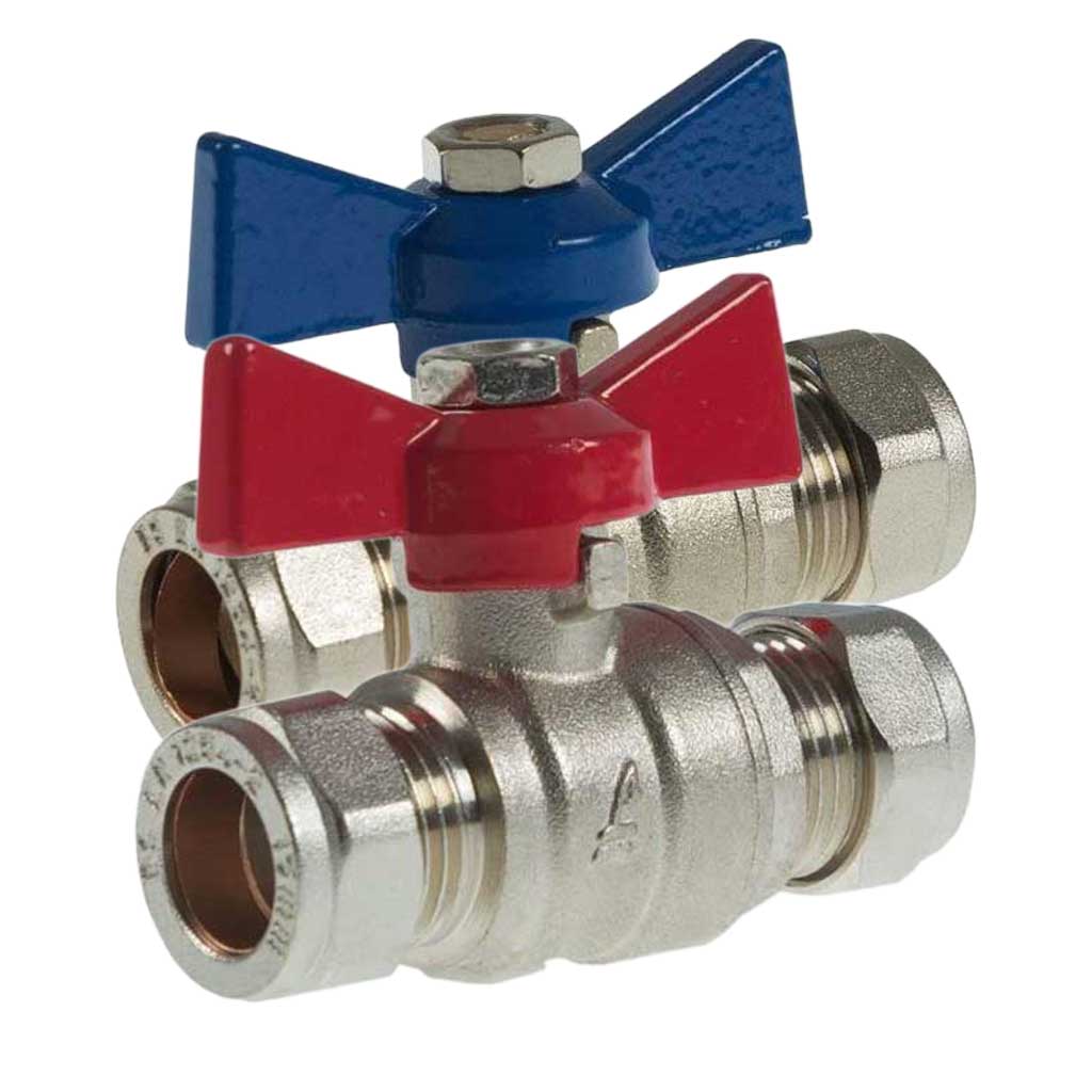 15mm butterfly ball valve red blue compression wras