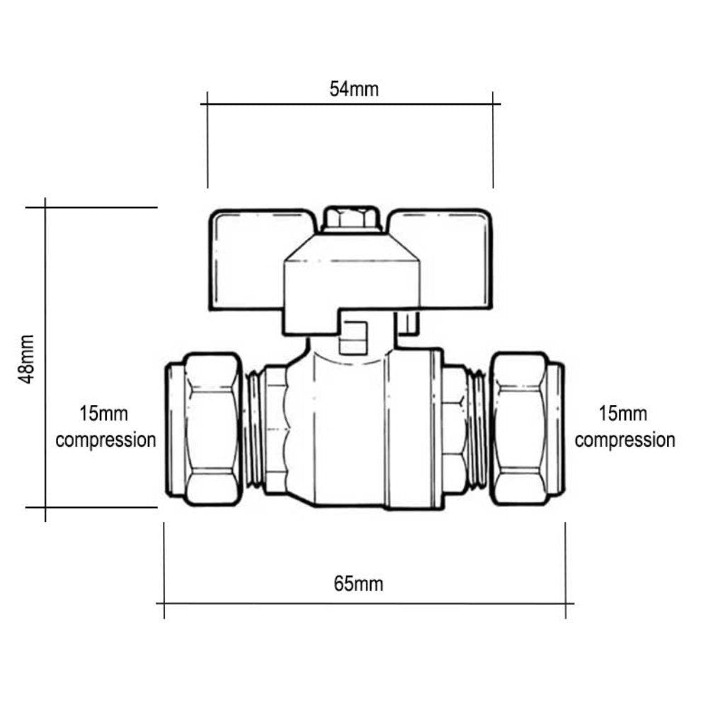 15mm compression fittings butterfly valve dimensions, A947a, A947b