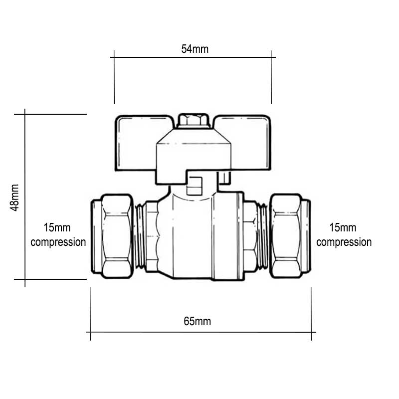 15mm compression fittings butterfly valve dimensions, A947a, A947b