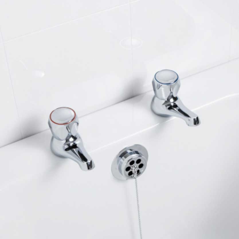 Pair Of Traditional Contract Bath Taps Chrome WRAS Approved lifestyle view